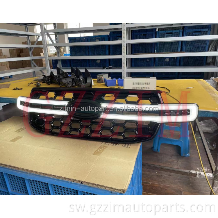 Sehemu za gari grille abs grille ya mbele ya plastiki kwa anuwai r 2022 t9 na LED